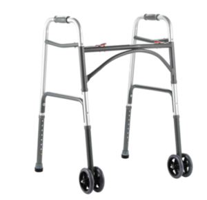 Bariatric Alu. two button folding walker  with 5" dual wheels WA025-3